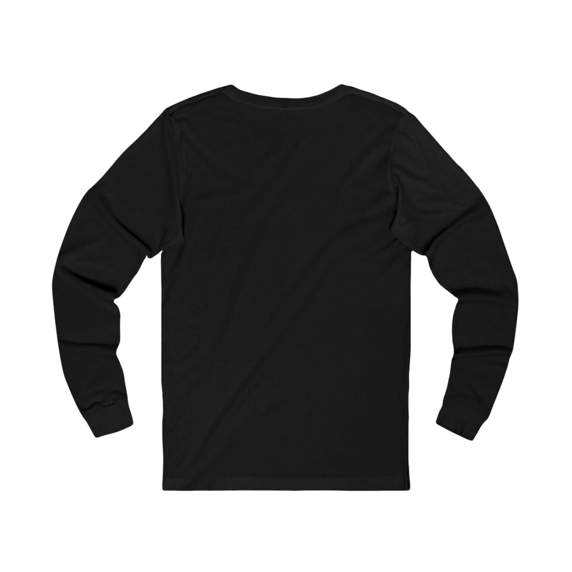 Long sleeve hiking t-shirt with vintage sunset mountains graphic and outdoor adventure slogan