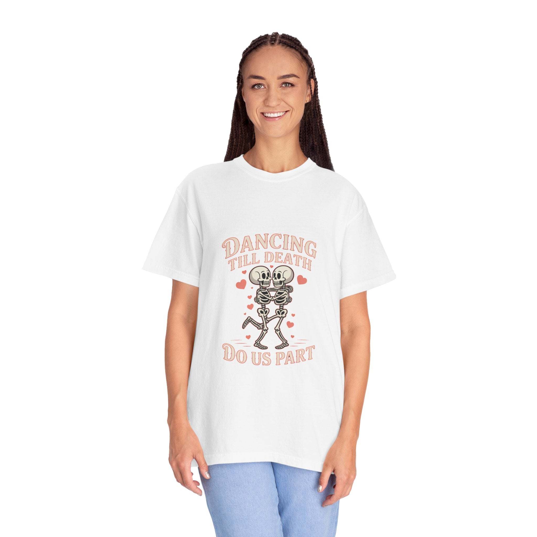 Dancing Till Death Do Us Part T-shirt with bold vintage print and relaxed fit for music lovers and punk shows