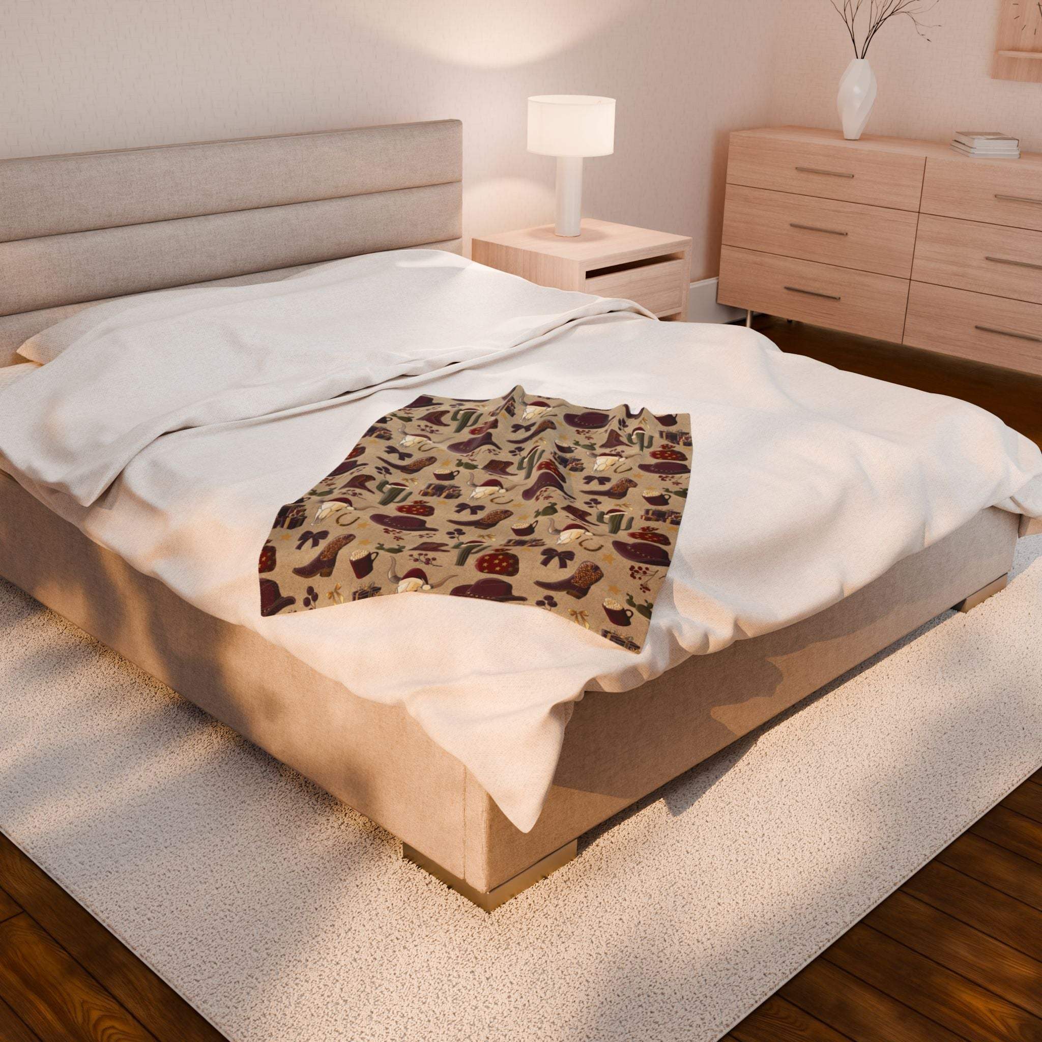 Plush Blanket - Cowboy Christmas Design