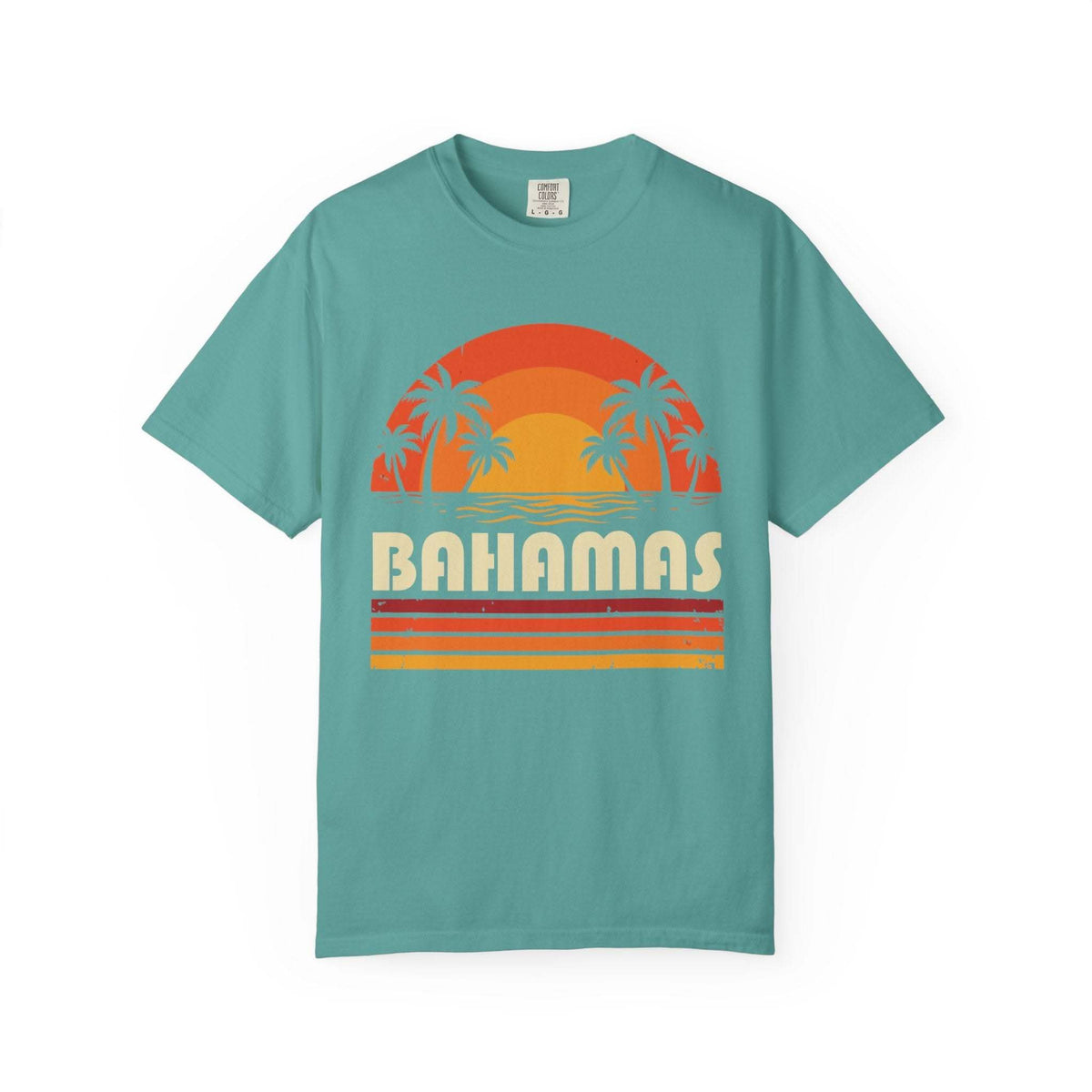 Bahamas Retro Sunset T-shirt | Palm Tree Beach Vacation Tee
