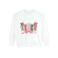 Pepper-colored garment dyed sweatshirt with 'Teach' print, perfect for Christmas gift or cozy winter wear.