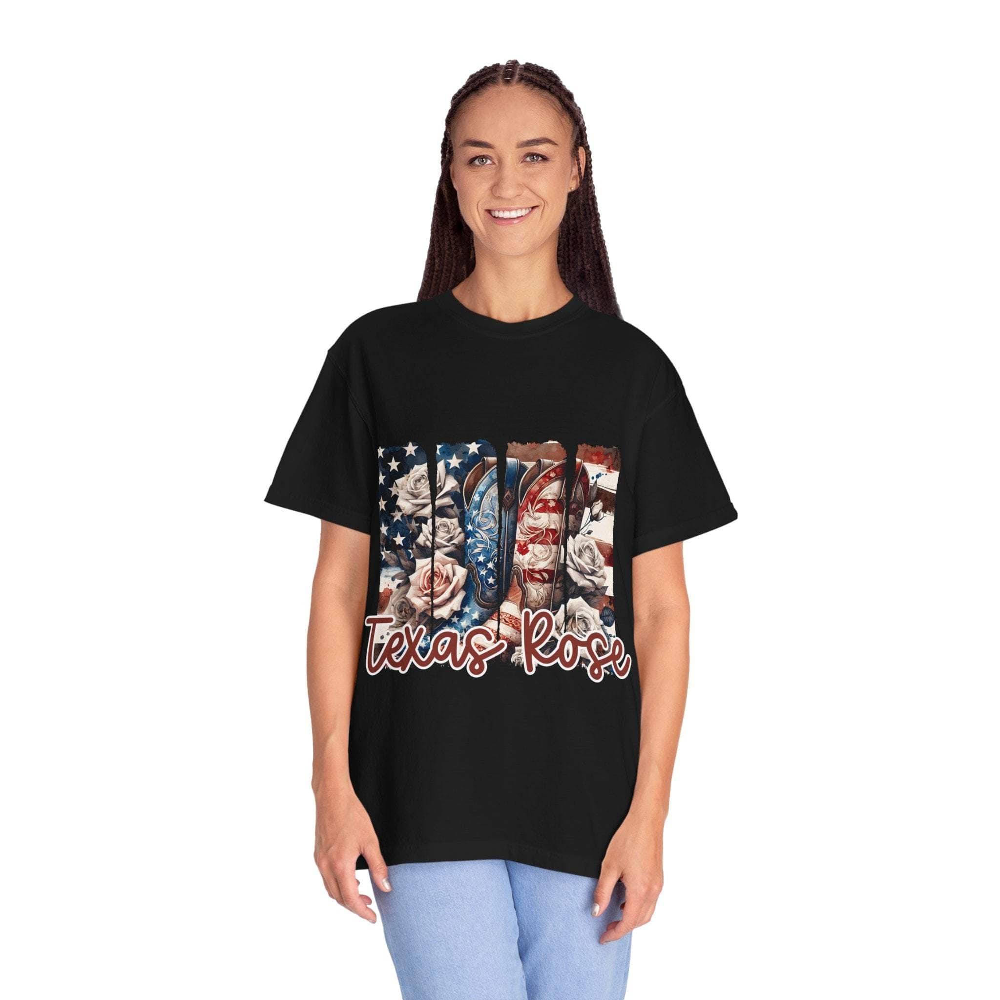 Soft faded Texas Rose T-Shirt showcasing a relaxed fit and garment-dyed finish for casual wear