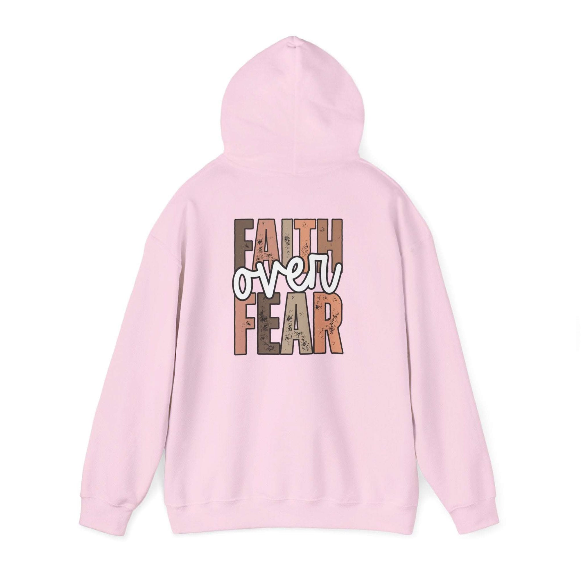Faith Over Fear Hoodie with Walk by Faith design on cozy Christian sweatshirt