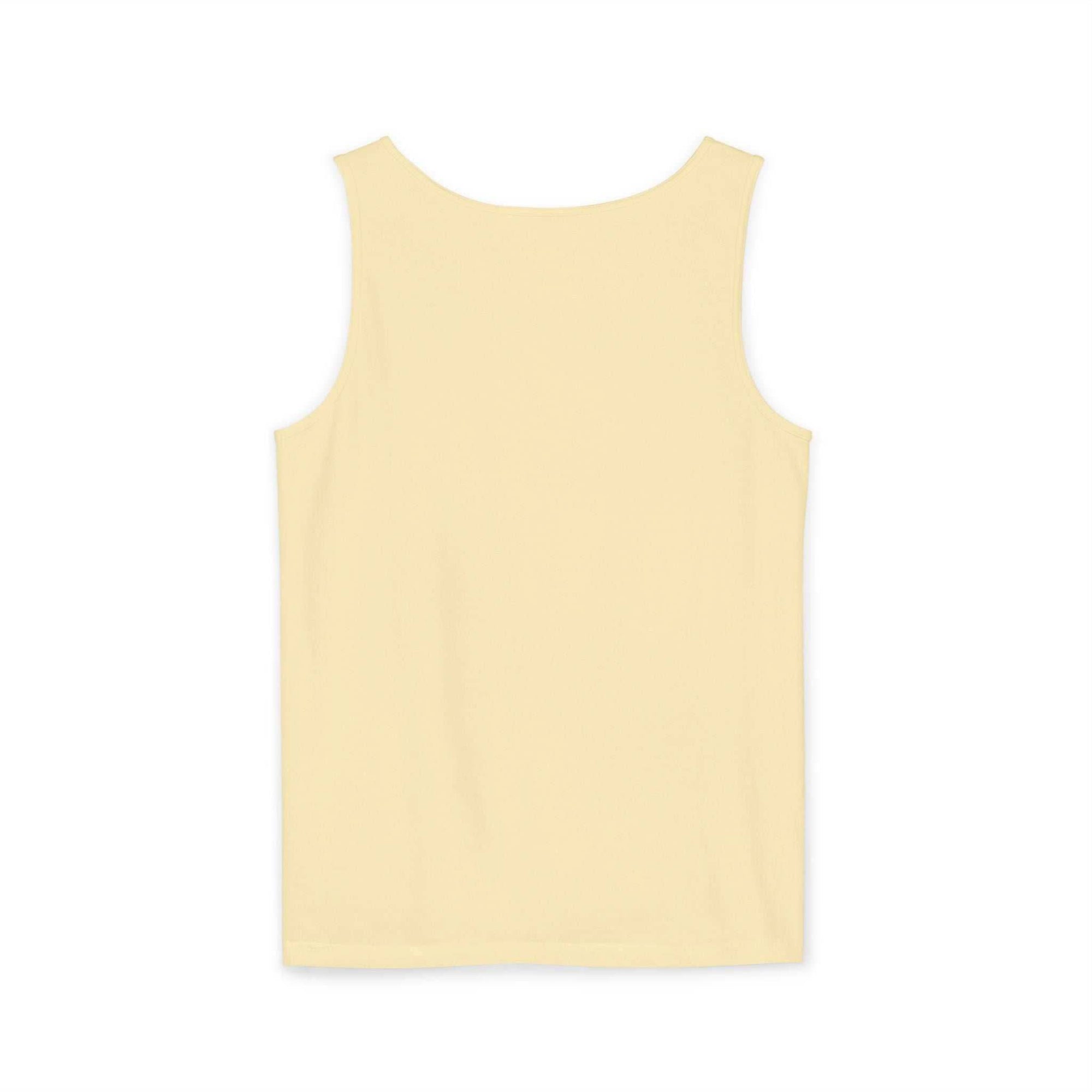 Cream-colored casual tank top with no side seams and soft fabric texture