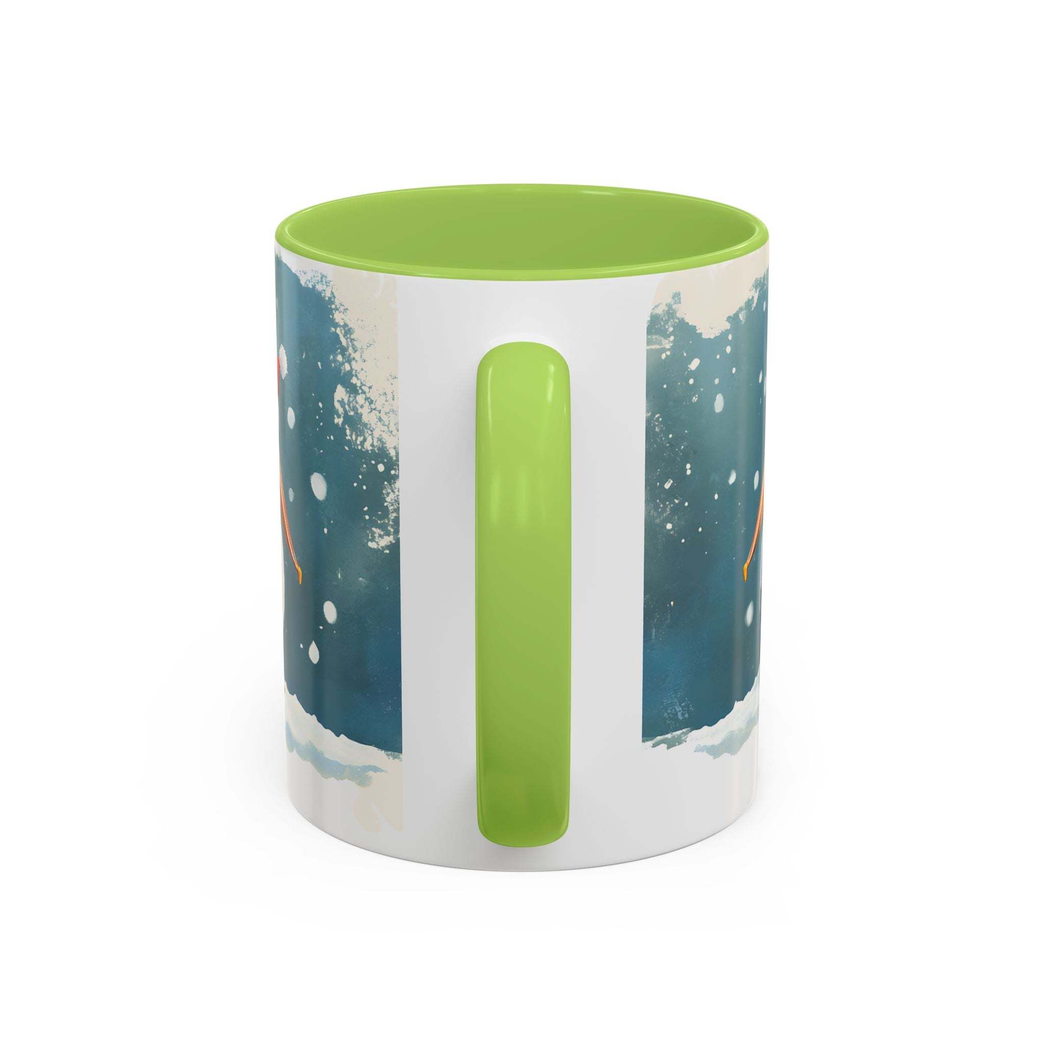 Mug with green interior and handle on a white background