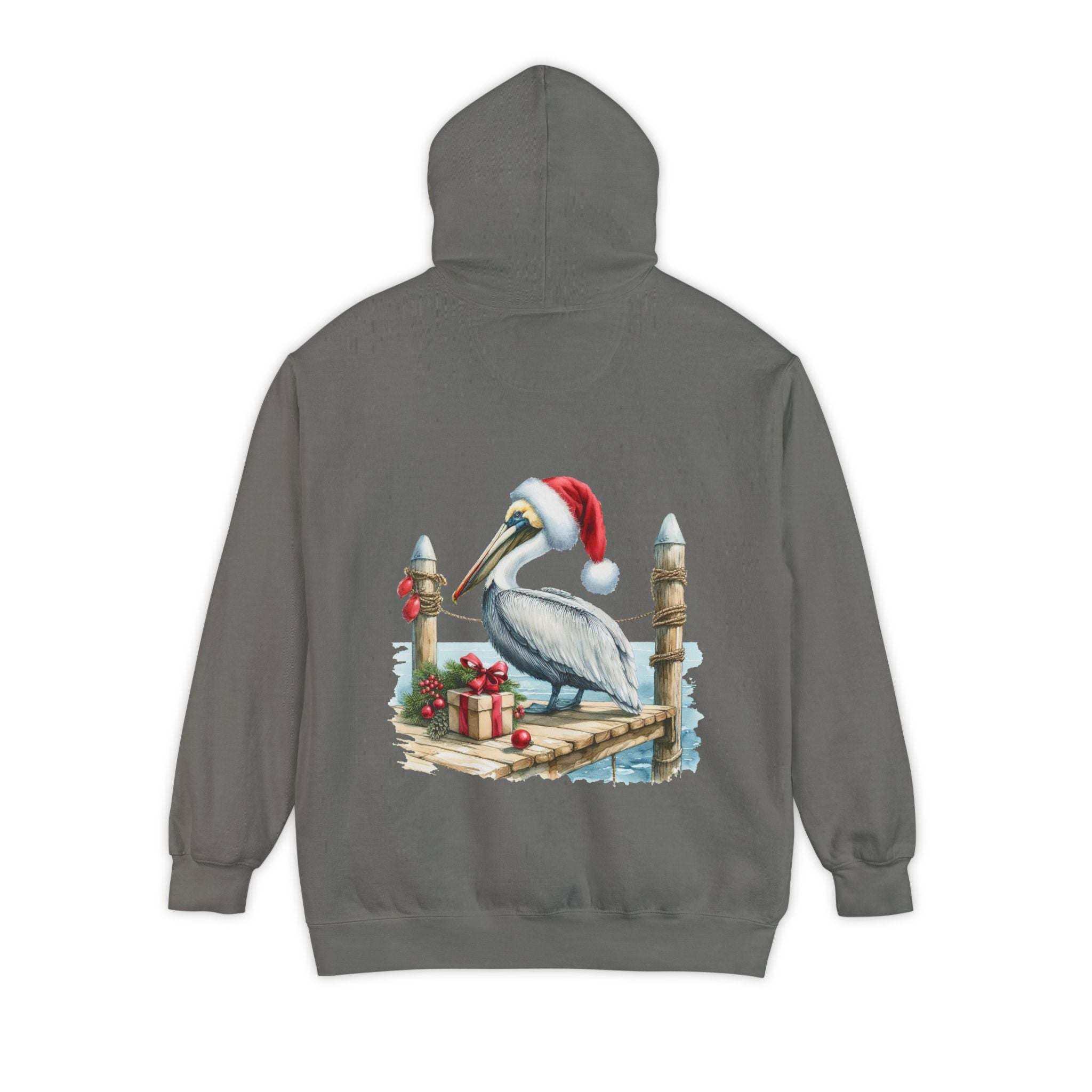 Hoodie - Pelican in a Santa Hat Design