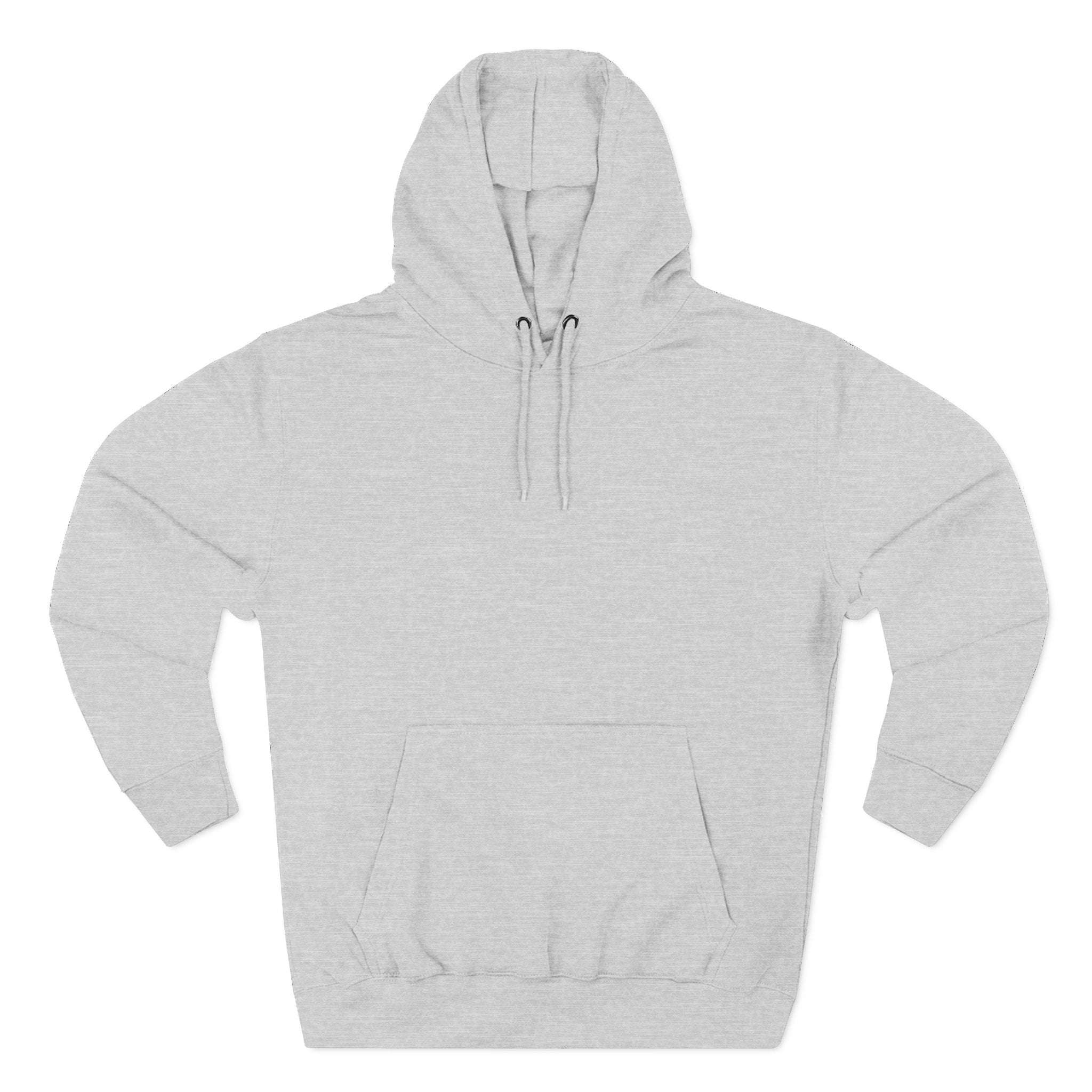 Light gray fleece hoodie with adjustable hood and kangaroo pocket for winter comfort