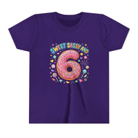 Sweet Sassy and 6 Youth Tee | Donut Number Six Birthday Shirt