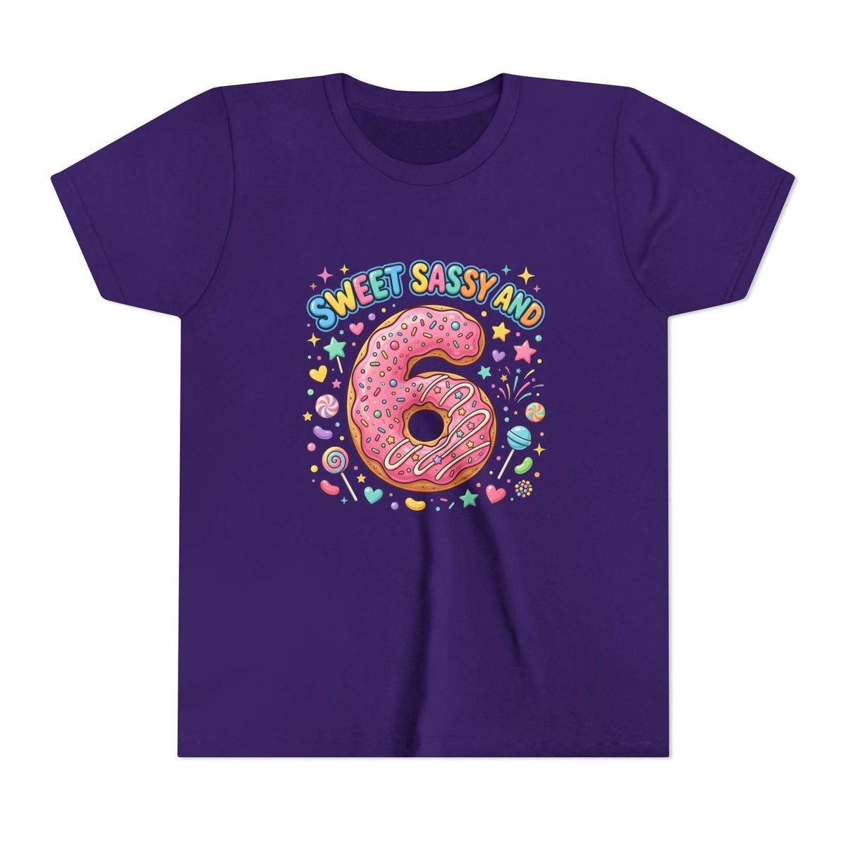 Sweet Sassy and 6 Youth Tee | Donut Number Six Birthday Shirt