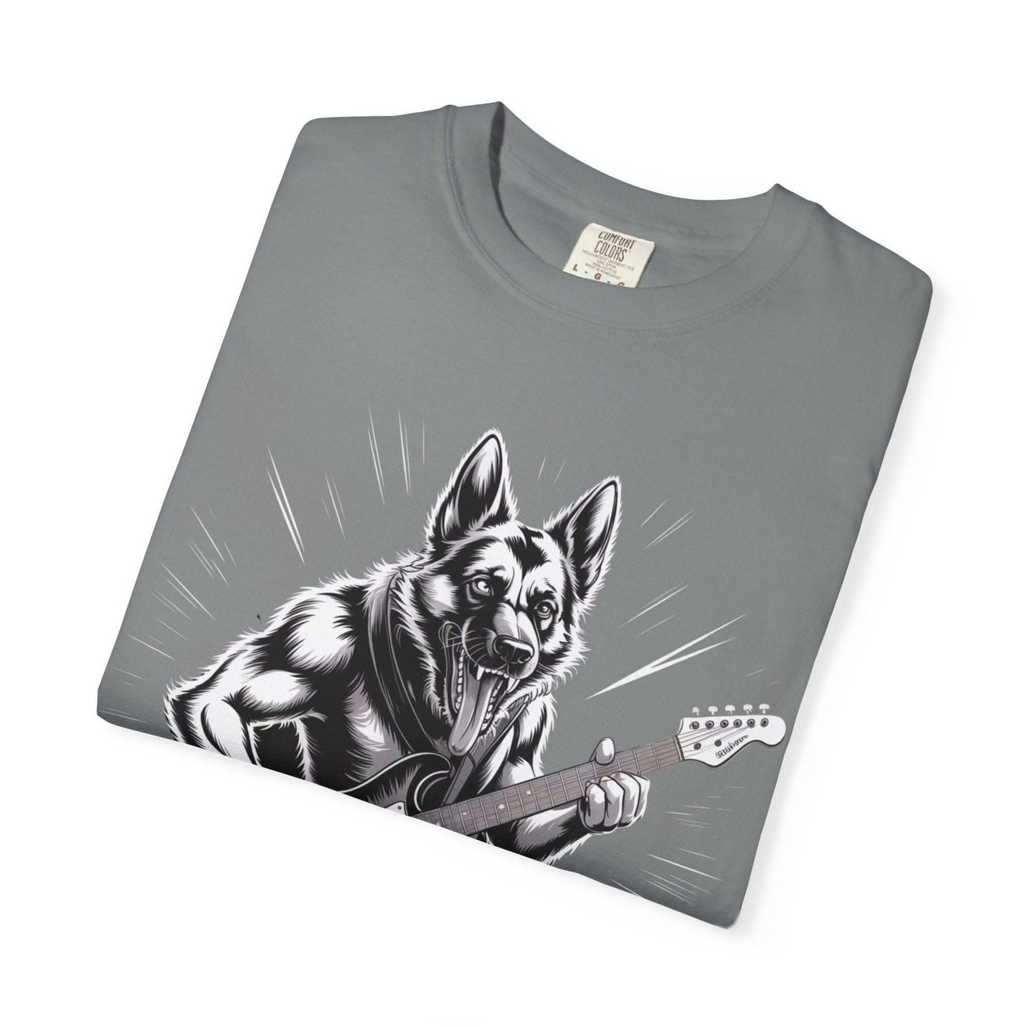 Heavy Metal German Shepherd graphic on heavyweight garment-dyed cotton t-shirt with relaxed fit