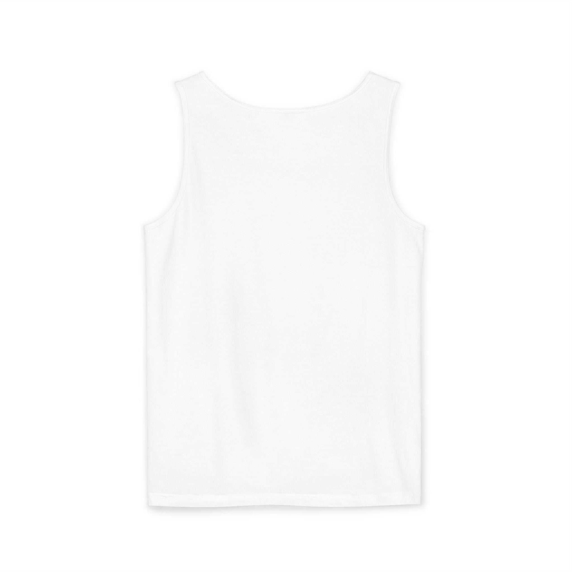 White 100% cotton tank top with "Am I The Drama" design, casual and trendy summer wear.
