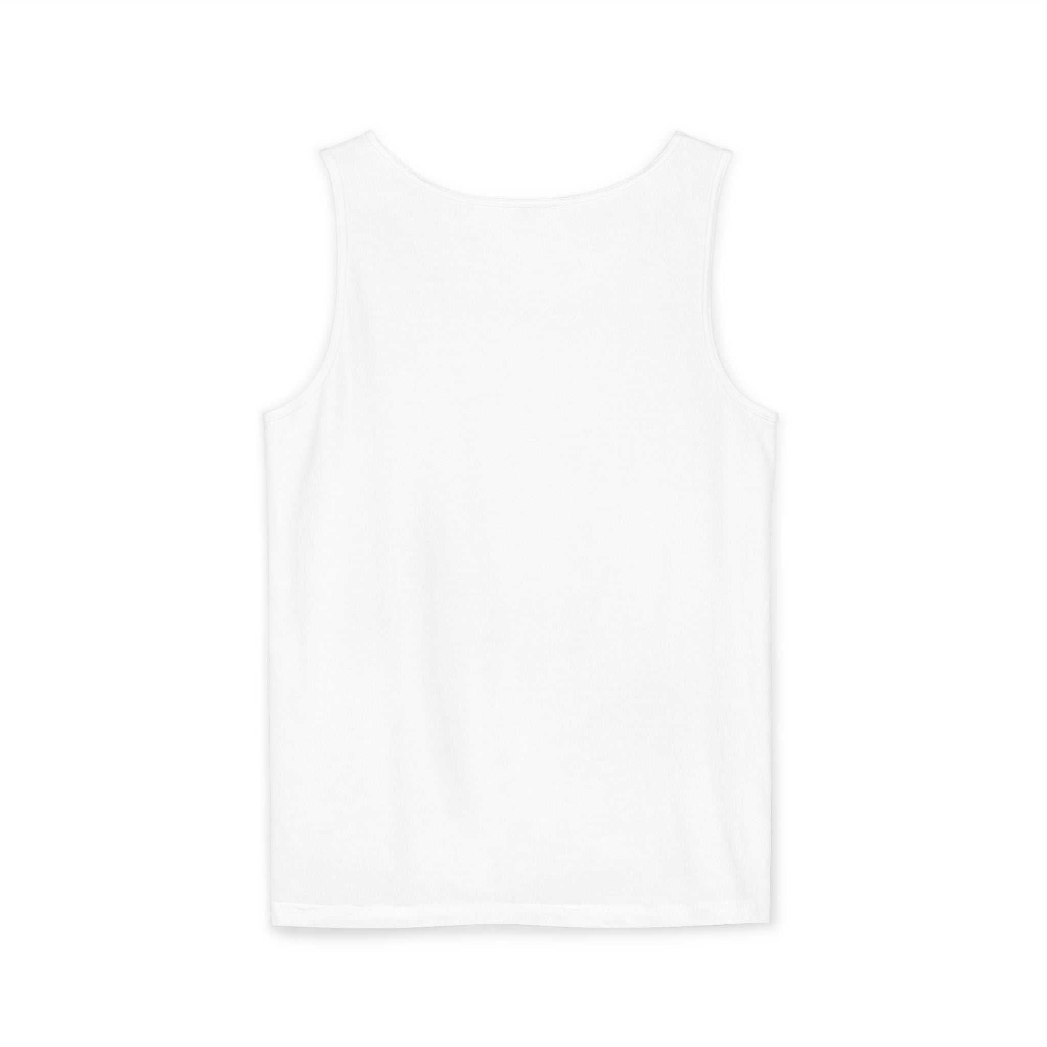White 100% cotton tank top with "Am I The Drama" design, casual and trendy summer wear.