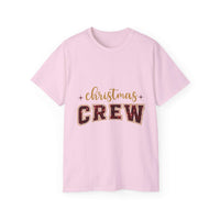 Antique Cherry Red Christmas Crew Faux Glitter Tee by Printify, featuring festive design and comfortable fit