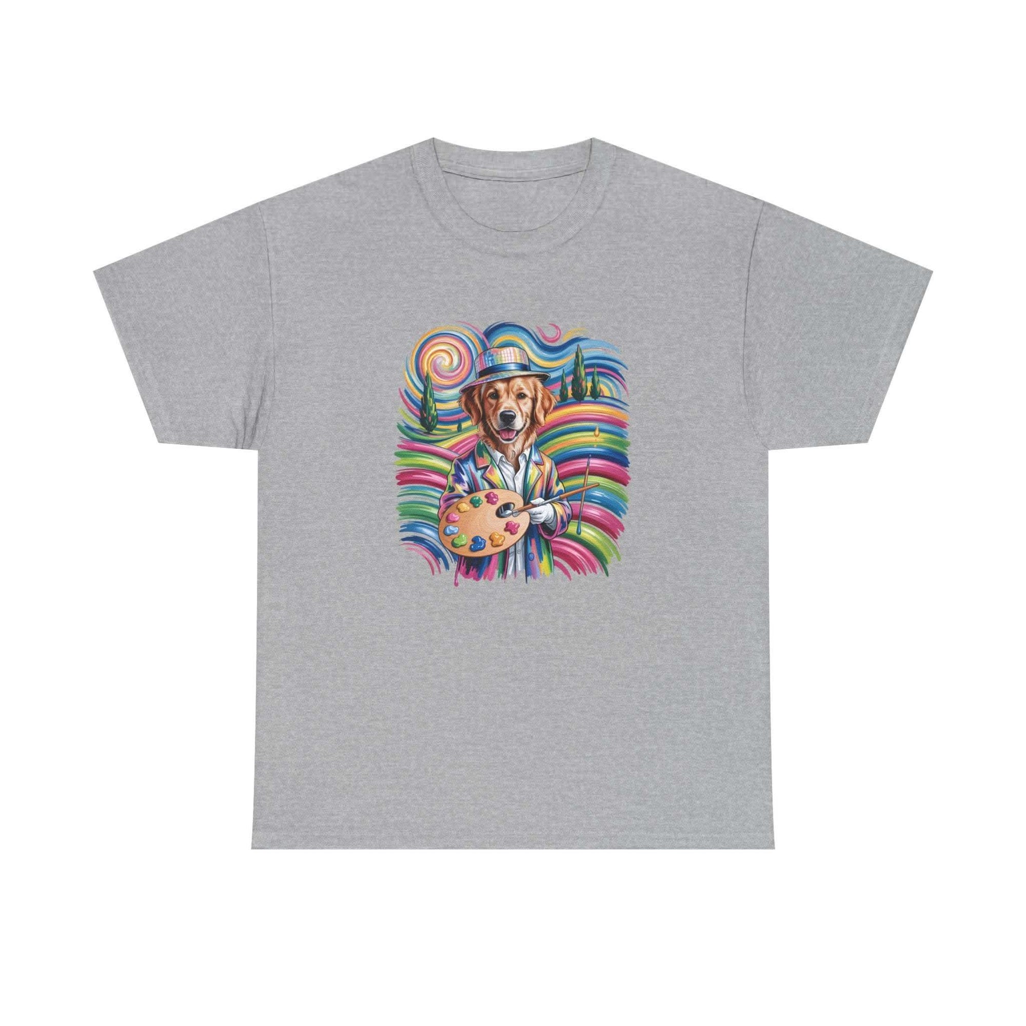 Colorful Artist Dog T-Shirt | Painter Palette, Rainbow Swirls