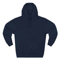 navy blue fleece hoodie with adjustable hood and kangaroo pocket
