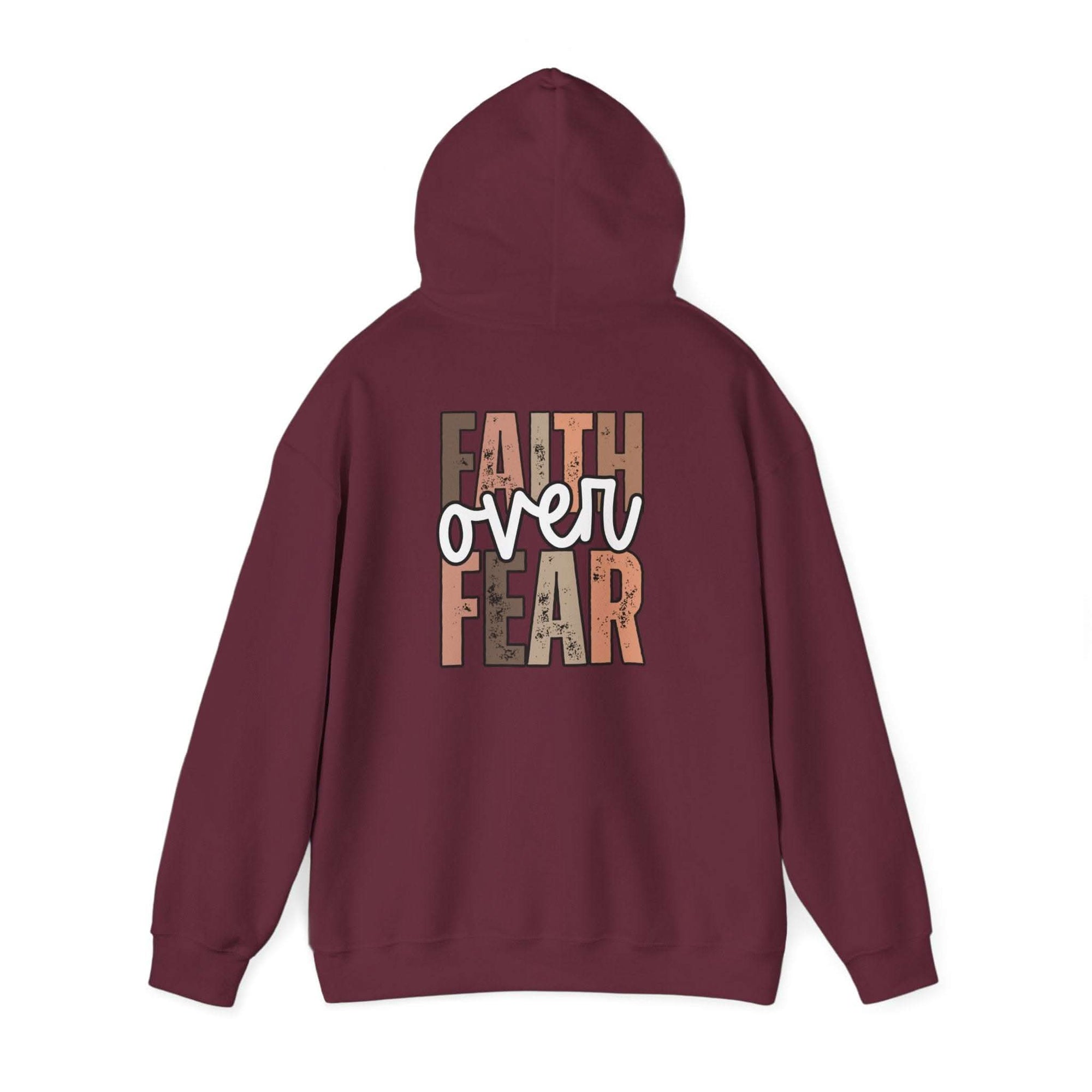 Faith Over Fear Hoodie with Walk by Faith inspirational Christian design