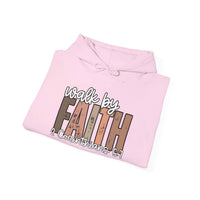 Faith Over Fear Hoodie with Walk by Faith inspirational Christian sweatshirt design