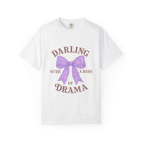 Ivory relaxed fit cotton t-shirt with 'Darling With a Dash of Drama' print by Printify