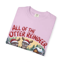 Light purple Otter Reindeer Tee with festive otter and reindeer design and holiday text