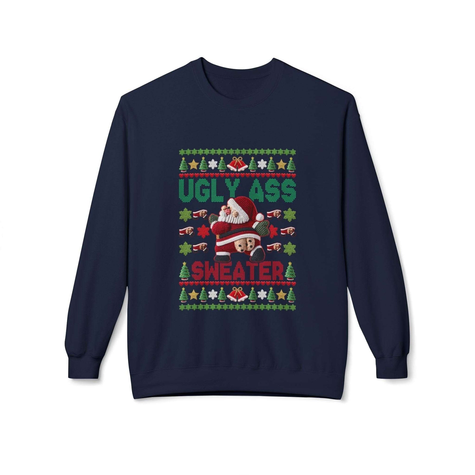 Charcoal Ugly Ass Christmas sweatshirt by Printify, featuring festive design and humorous graphics, size S
