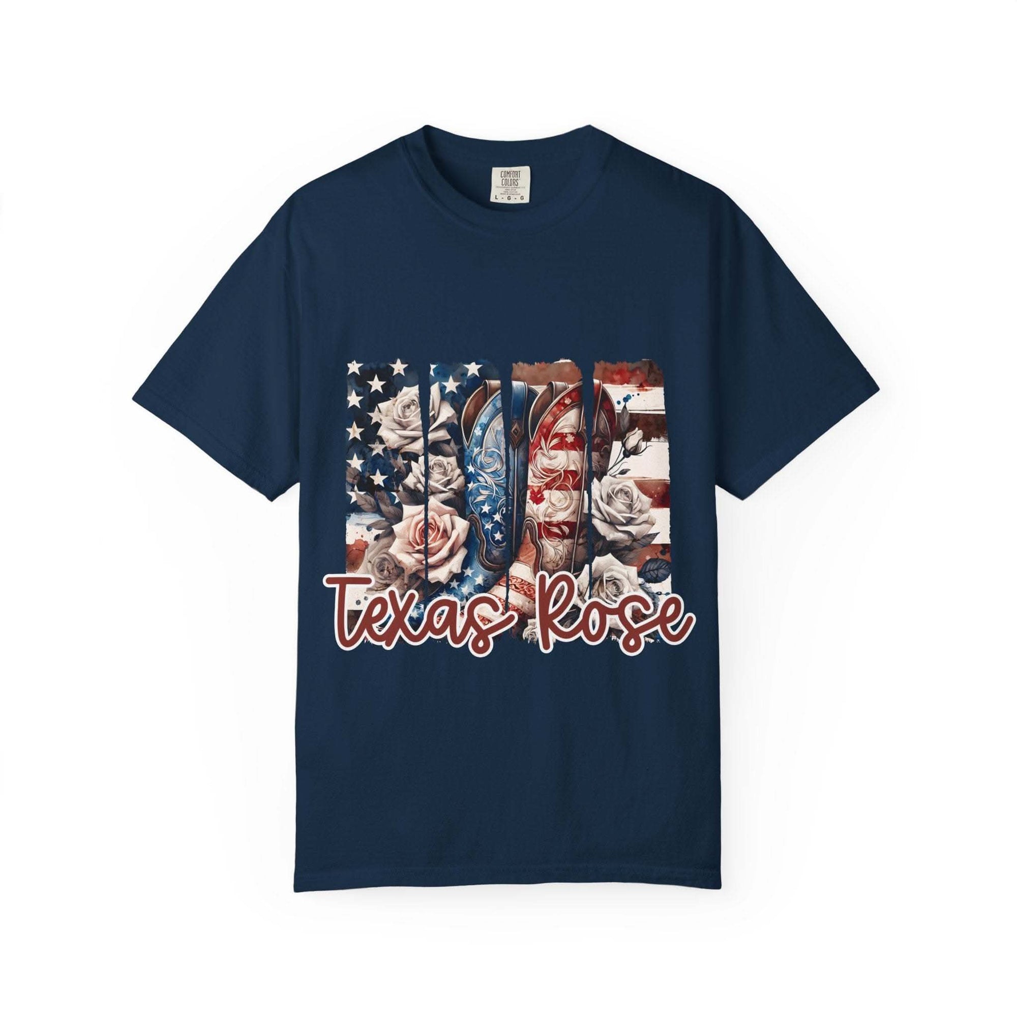 Texas Rose T-Shirt with faded hue and relaxed fit inspired by Texas wild rose