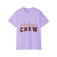 Antique Cherry Red Christmas Crew Faux Glitter T-Shirt by Printify, featuring festive glitter design and crew neck style