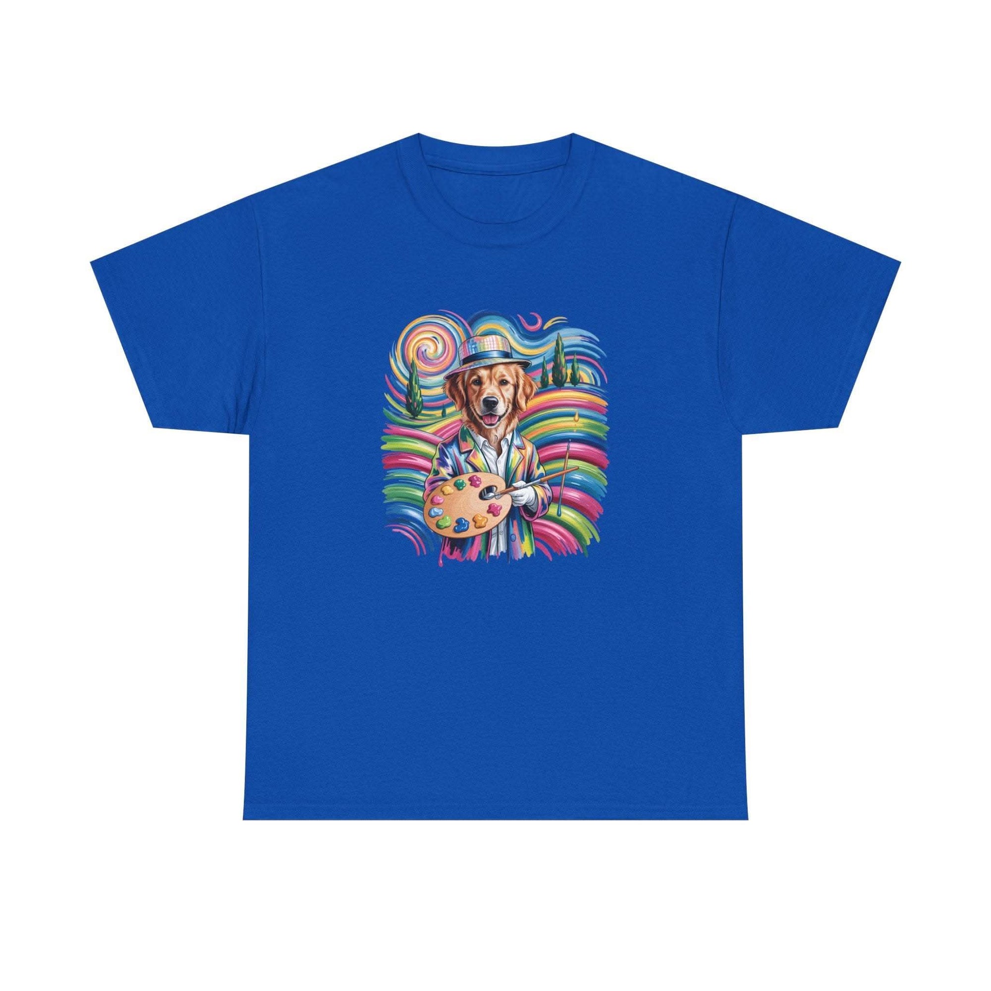Colorful Artist Dog T-Shirt | Painter Palette, Rainbow Swirls