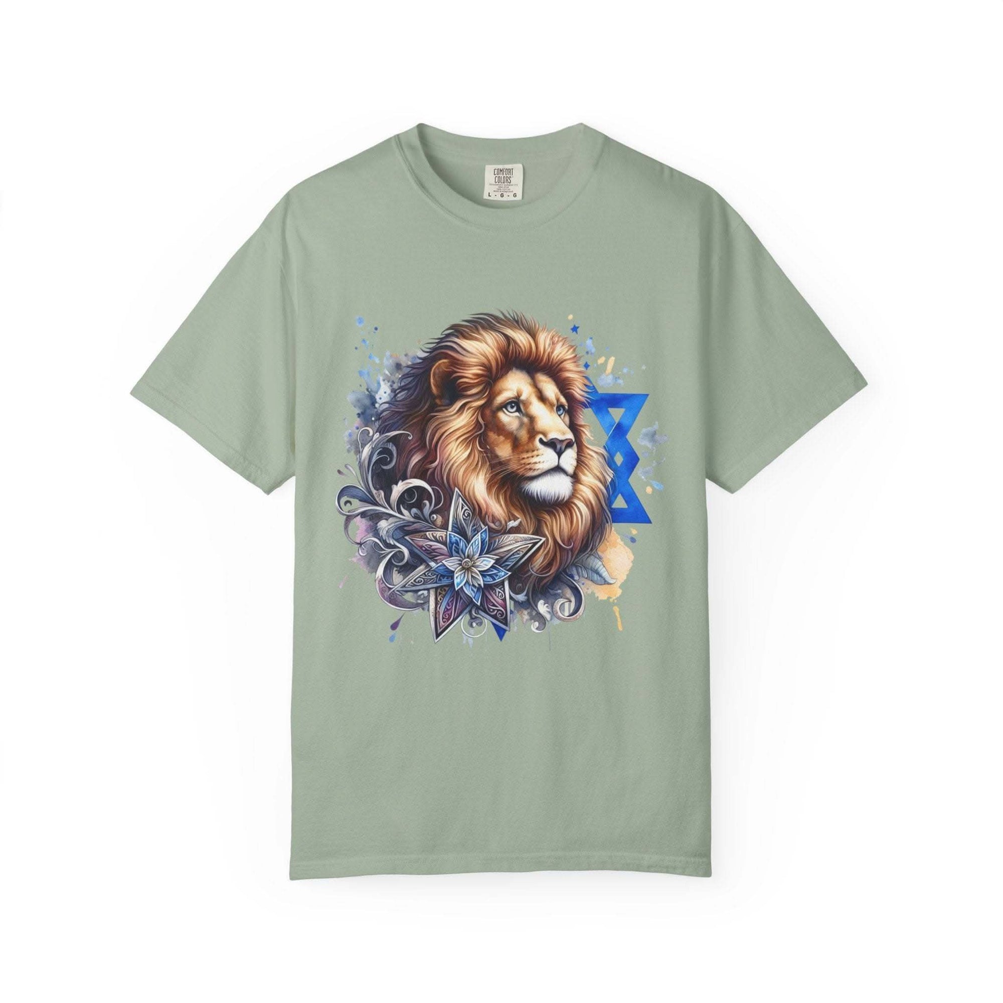 Lion of Judah T-Shirt with bold Jewish pride graphic on garment-dyed cotton tee