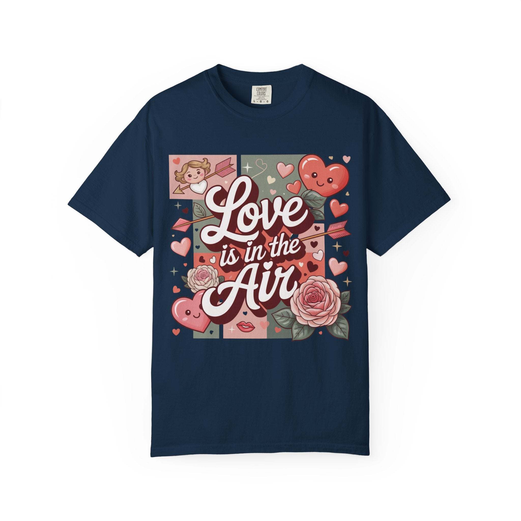 Valentine's 'Love Is in the Air' T-shirt with heart collage and vintage look