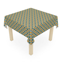 Mediterranean Lemon tablecloth with vibrant lemon pattern on lightweight polyester fabric