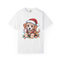 True Navy Christmas t-shirt featuring a Labradoodle design, perfect for dog lovers and festive holiday wear by Printify.