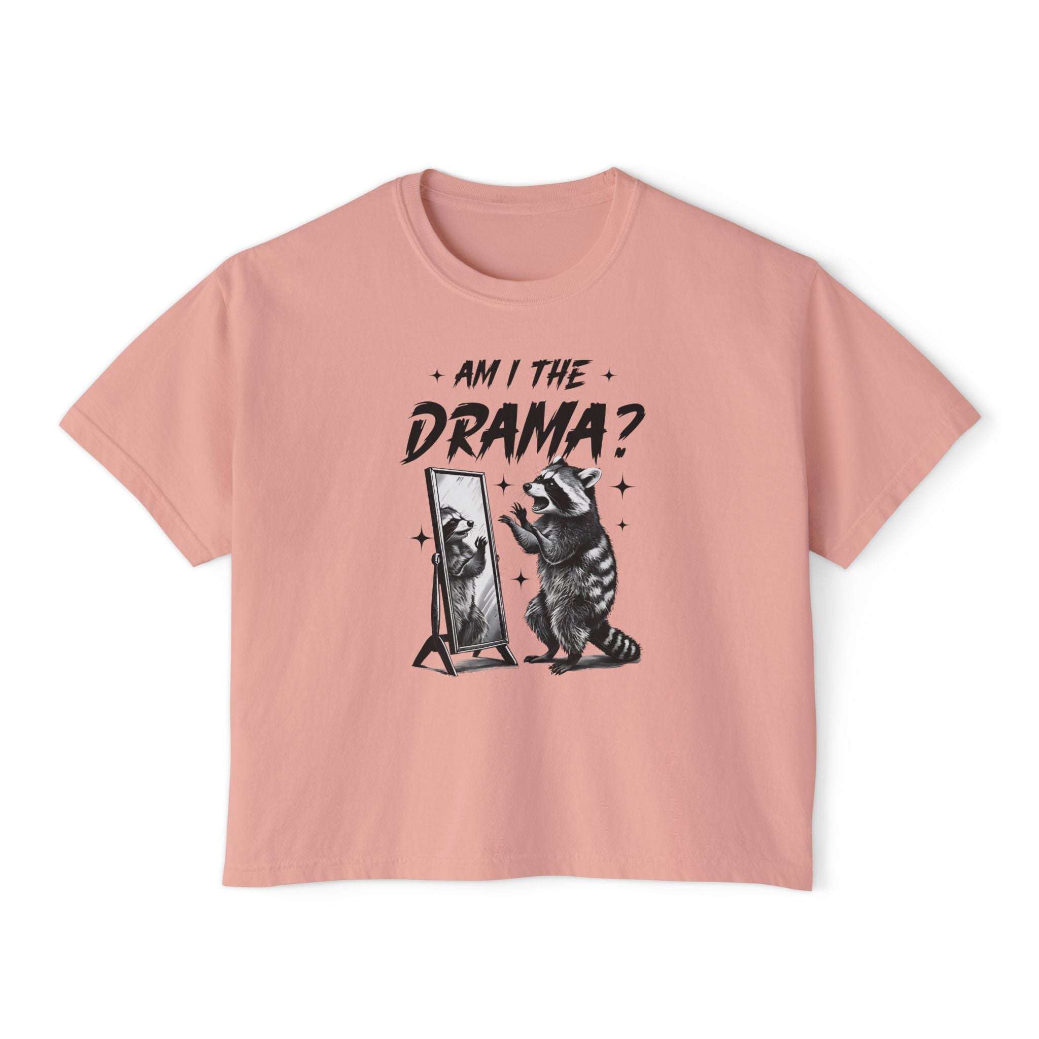 Butter boxy tee with 'Am I The Drama' text, casual women's t-shirt by Printify
