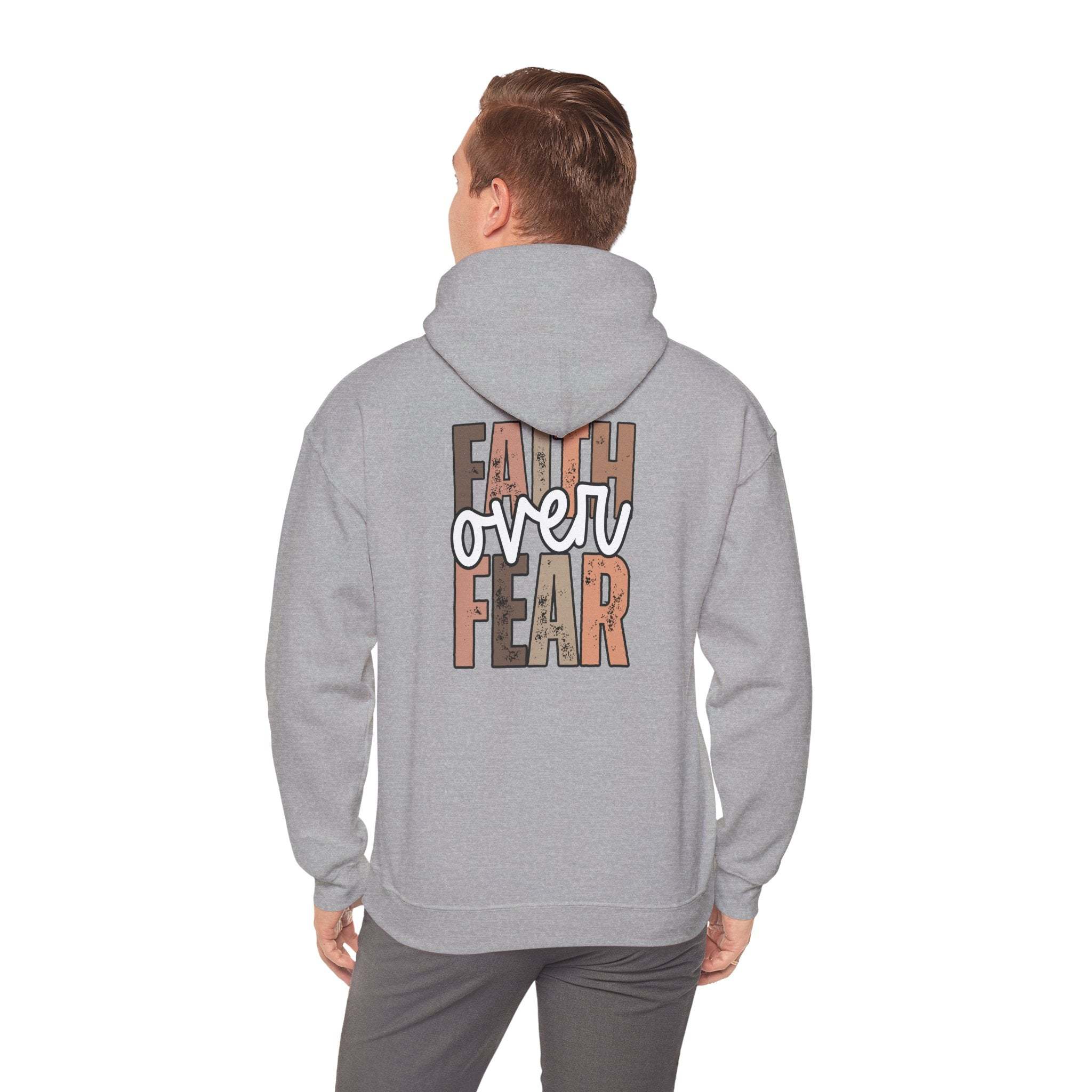 Faith Over Fear Hoodie with Walk by Faith Christian inspirational design, cozy and soft sweatshirt for everyday wear