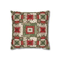 Patchwork Christmas Star pillowcase with warm tones and geometric holiday star design on a decorative throw pillow cover