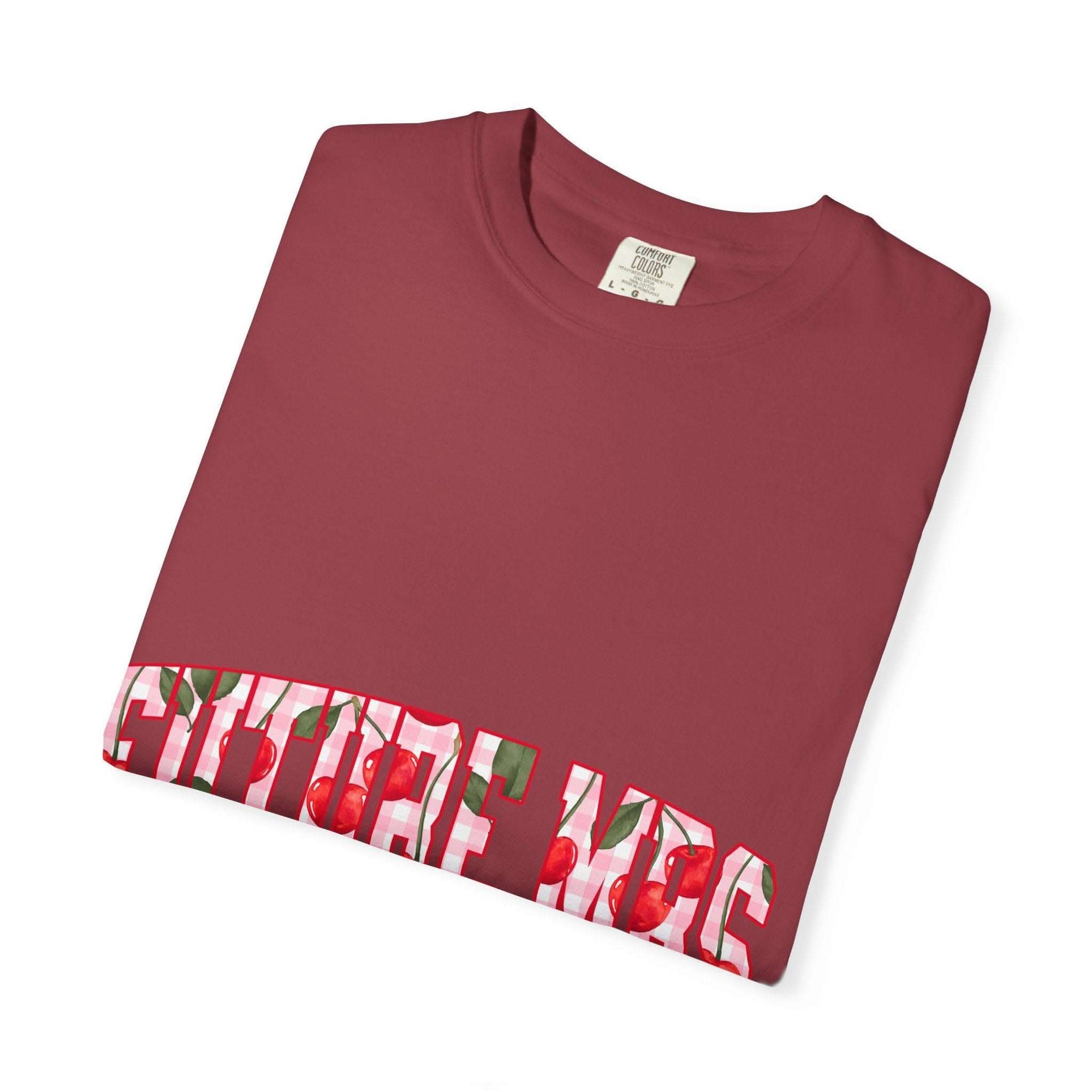 Future Mrs Cherry T-Shirt in soft cotton for brides-to-be with relaxed fit and muted colors