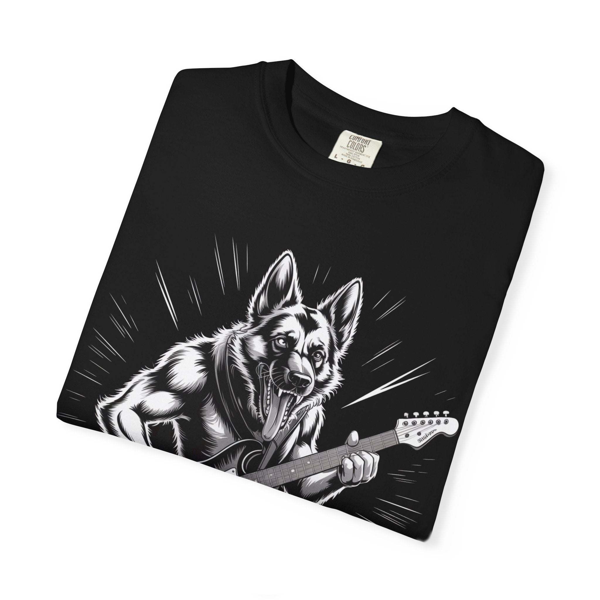Heavy Metal German Shepherd graphic on heavyweight garment-dyed cotton t-shirt with relaxed fit