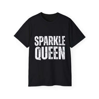 Black distressed Sparkle Queen T-Shirt graphic tee for fashionistas