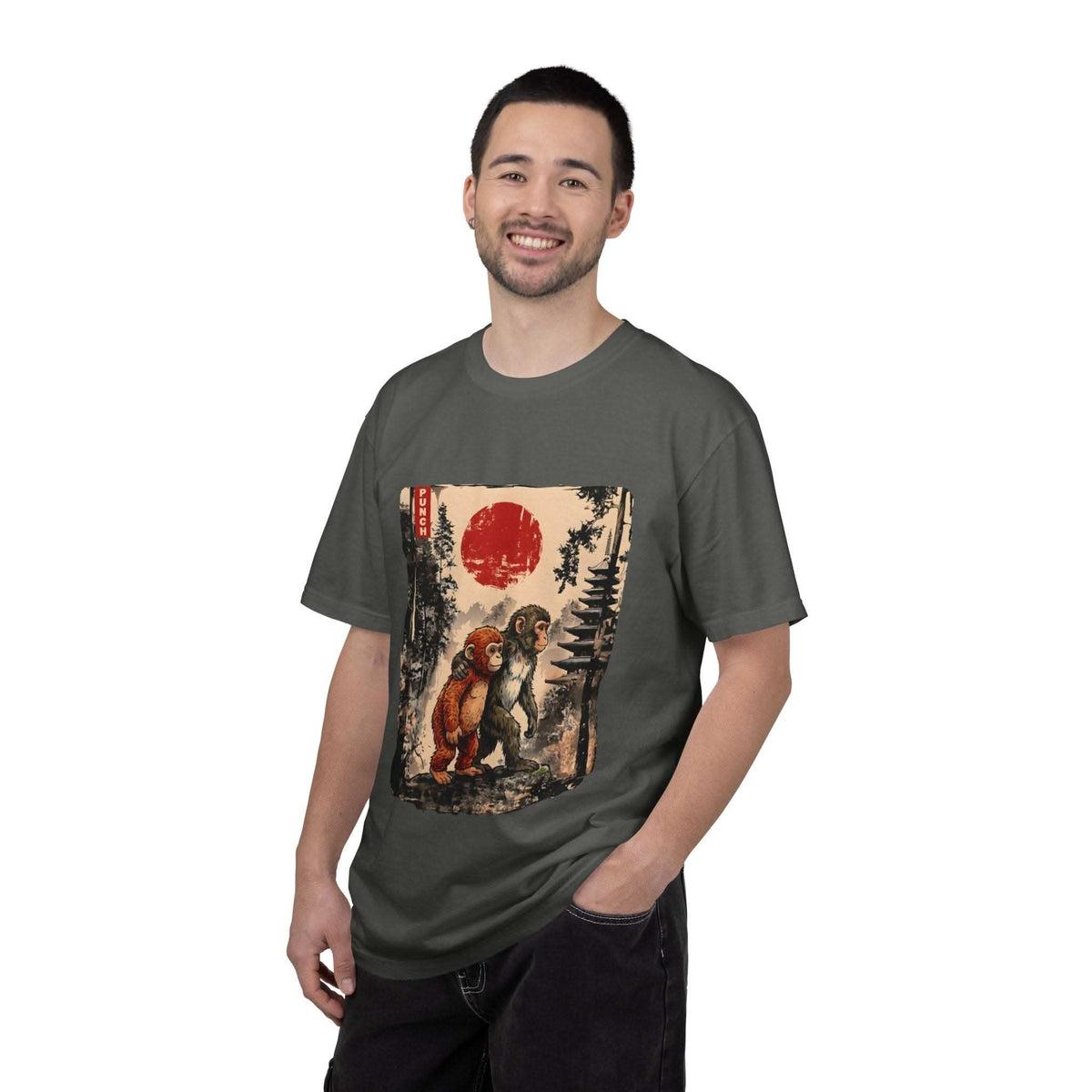 Kawaii Monkey Japanese Ukiyoe Cotton T-Shirt