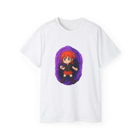 Unisex cotton t-shirt with vibrant Anime Purple Power Girl graphic design
