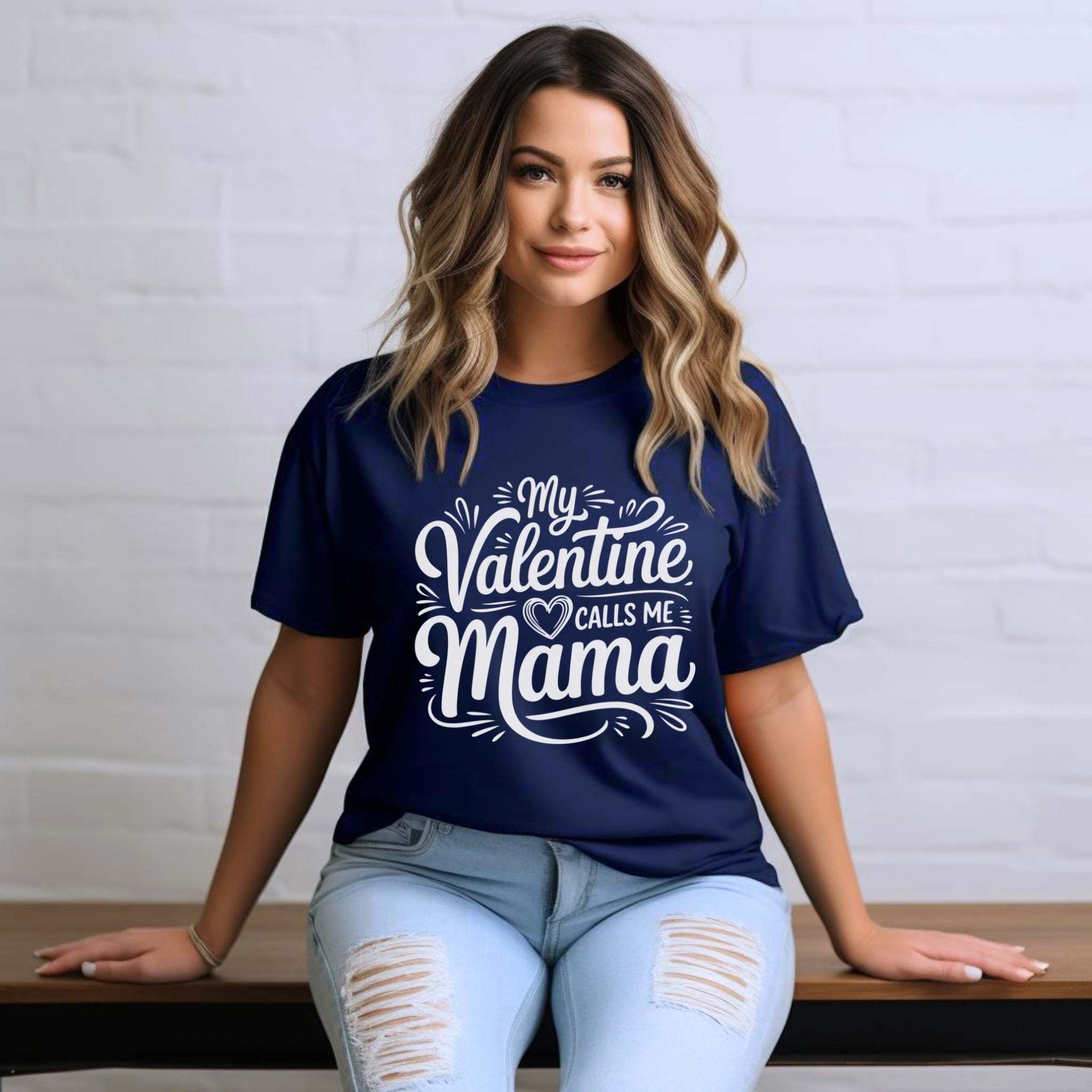 My Valentine Calls Me Mama soft garment-dyed Mother's Day t-shirt in relaxed fit