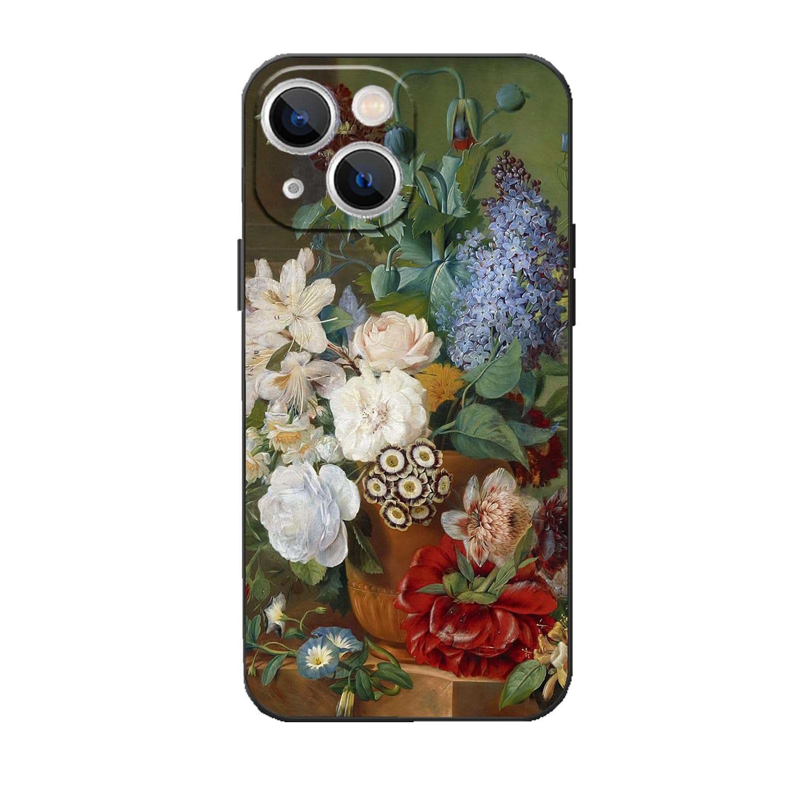 Terracotta floral art iPhone 15 case with durable, stylish design and impact-resistant protection