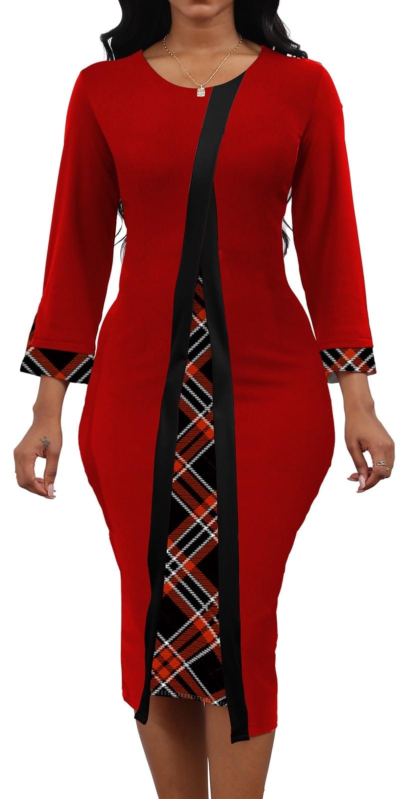 Ladies floral bodycon dress with vibrant print and pencil silhouette for work and church