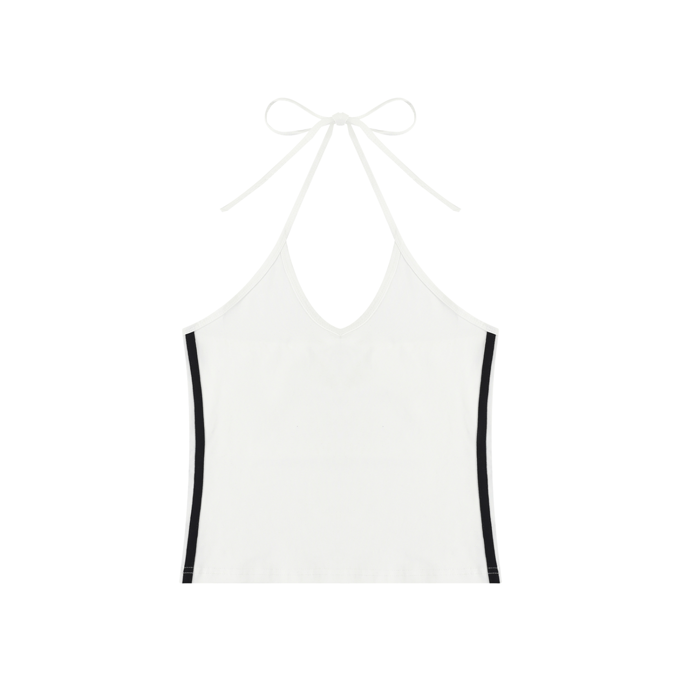 Women’s Color Block Halter Crop Tank Top with V-neck and backless slim fit in cotton-spandex blend