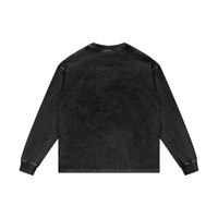 Acid wash oversized unisex long sleeve cotton t-shirt with vintage-inspired unique design