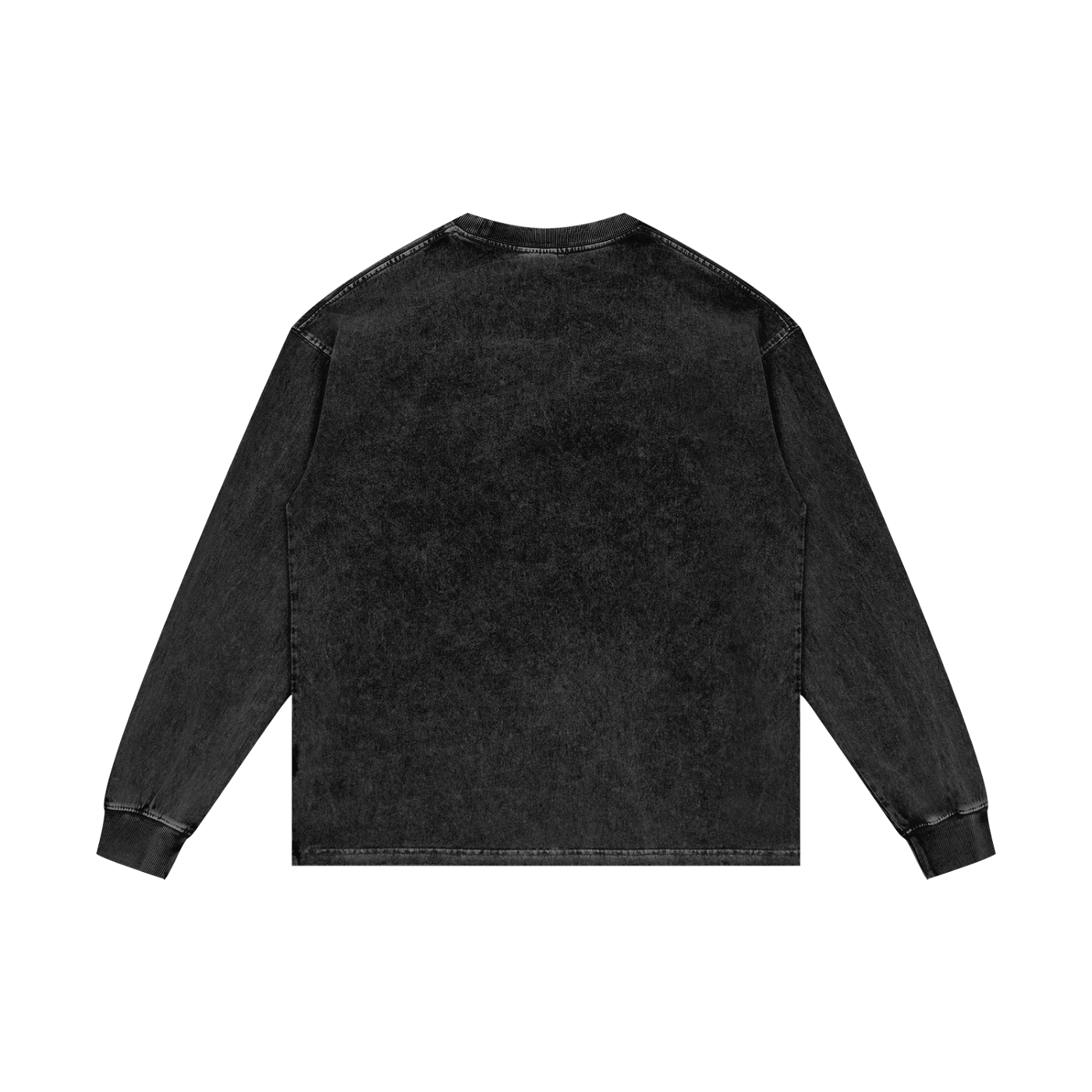Acid wash oversized unisex long sleeve cotton t-shirt with vintage-inspired unique design