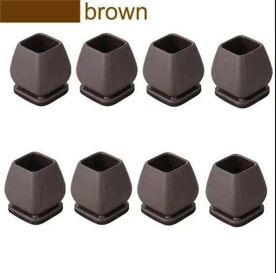 8PCS brown silicone chair leg protectors with felt pads for floor protection