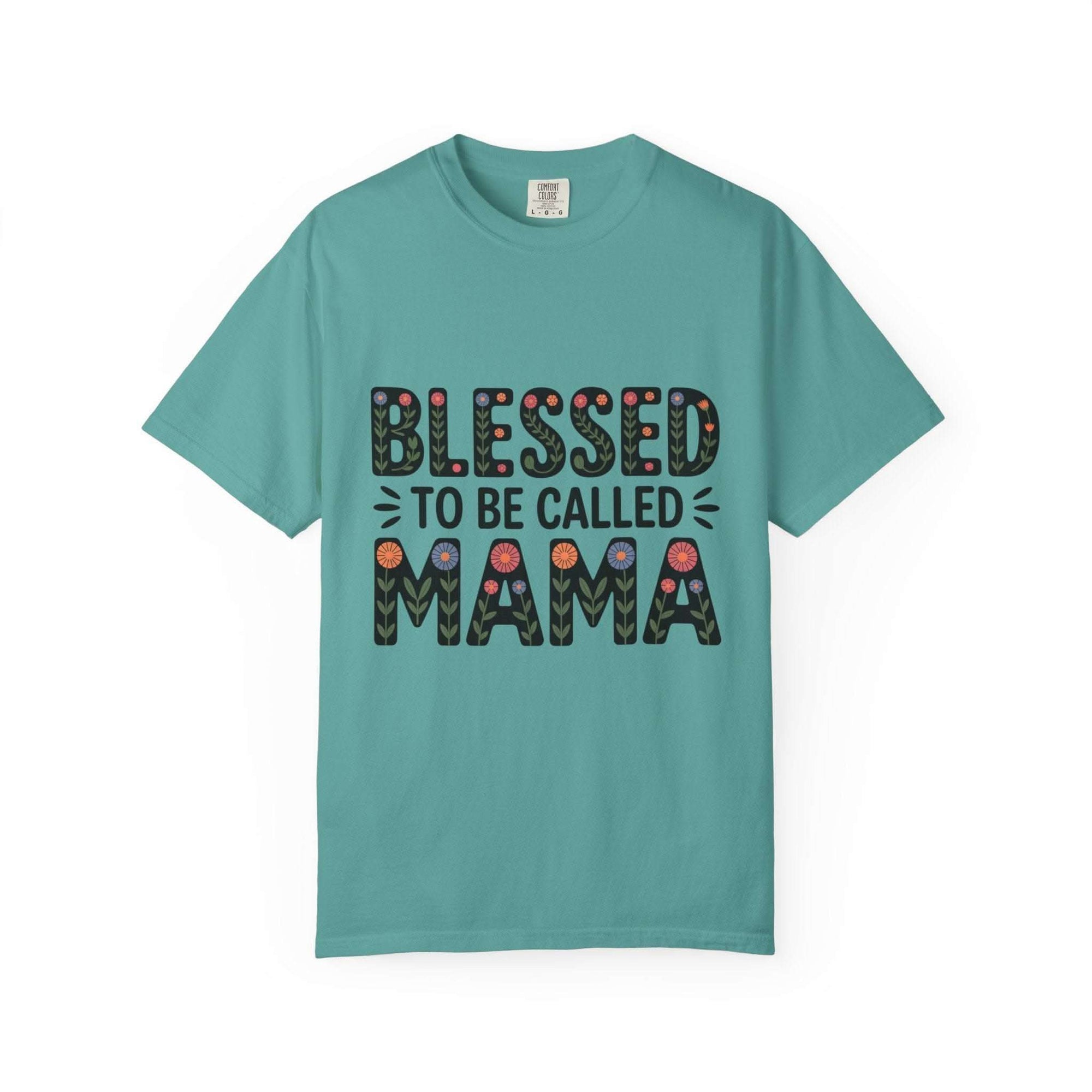 Floral Blessed To Be Called Mama T-Shirt with vintage wash and floral lettering celebrating motherhood