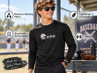 Youth Tee - Fun Halloween Ghosts Baseball Eating Long Sleeve Shirt.