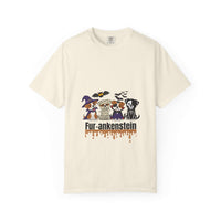 Red Halloween t-shirt featuring cute puppy graphic, casual wear by Printify