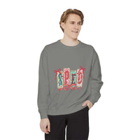 Pepper garment-dyed sweatshirt for preppy SPED teachers, featuring a festive Christmas design by Printify